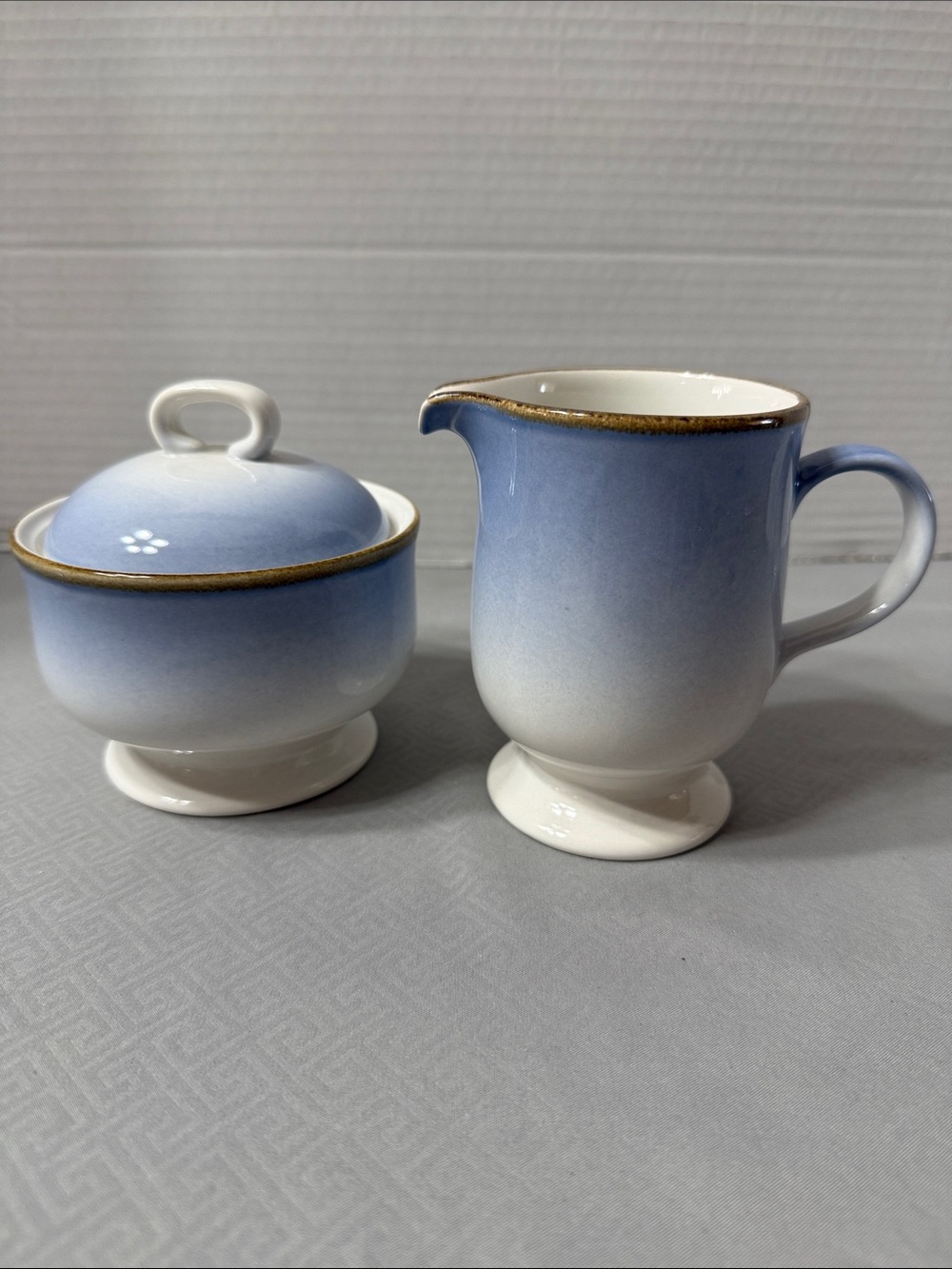 Vtg Mikasa Moon Glow Fashion Tones Lidded Sugar Bowl & Creamer Set DJ 505 Japan